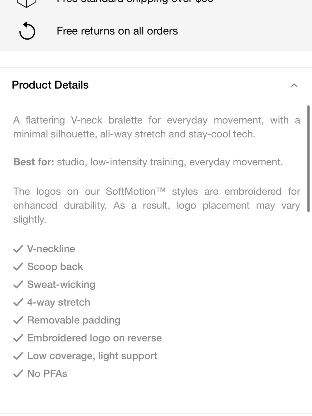 Oner Active SOFTMOTION™ SCOOP BACK BRALETTE WITH GRAY LOGO - Picture 4 of 5